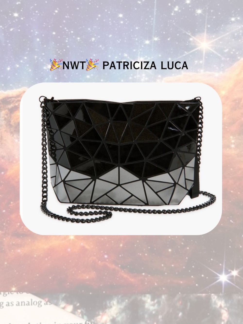 🎉 🌀 🆕 patrizia luca • silver black two tone geometric wristlet crossbody bag